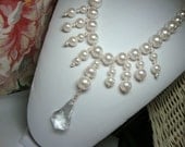 Statement Necklace, Bib Style, Baroque Beauty Bold Pearl and Crystal Necklace Bridal Special Occasion Jewelry