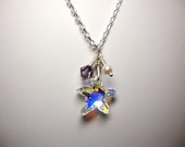 The AB Crystal Starfish Necklace Bridesmaid Wedding Jewelry