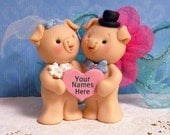 Pig Cake Topper, Cute Piggies in Love Wedding Cake Topper for the Bride and Groom