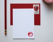 Back to School Letterpress Notecards : Apple - Set of 6
