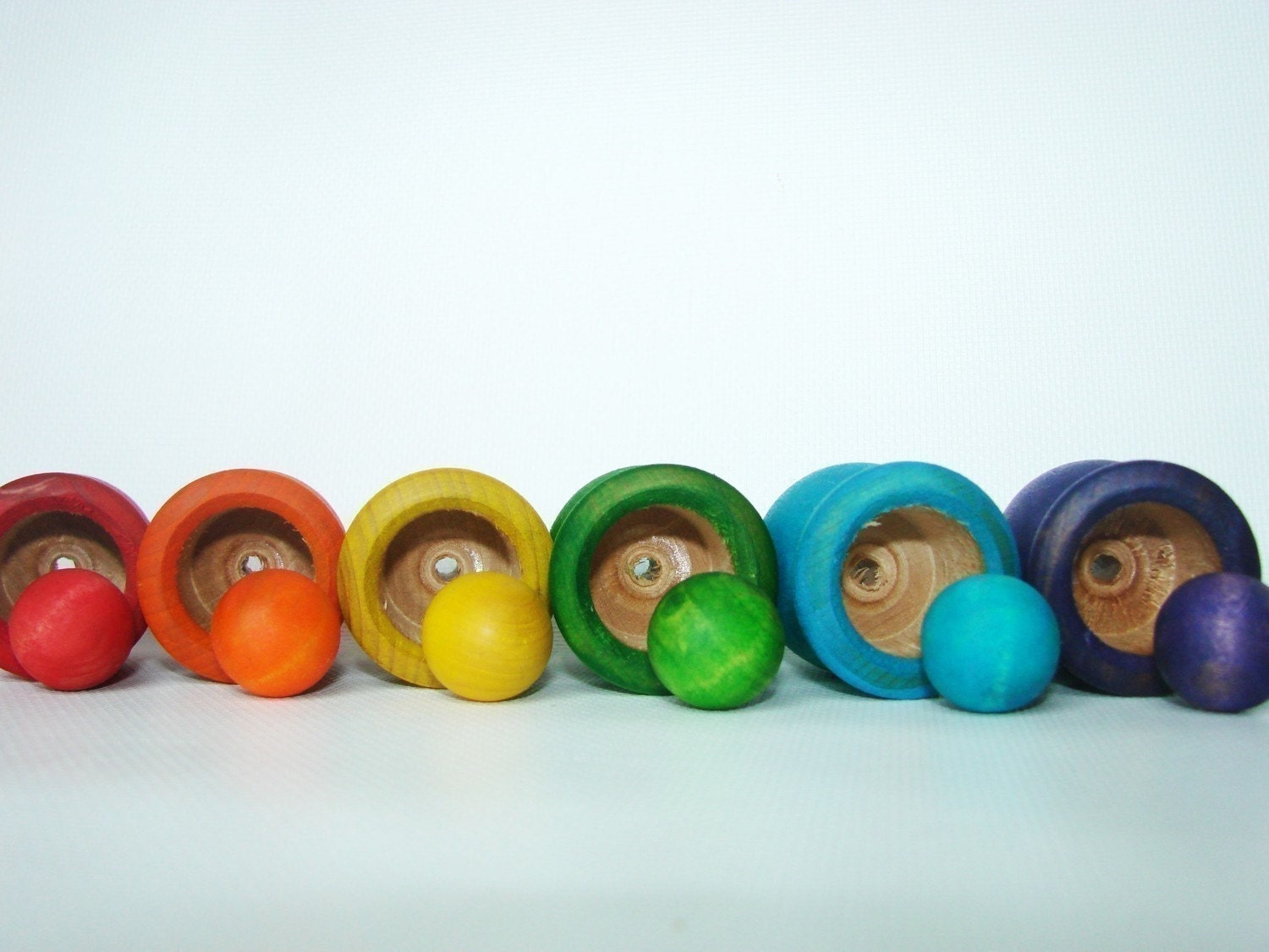 Colored Cups and Balls - A Montessori and Waldorf Inspired Wooden Materials Matching and Motor Skills Toy