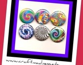 Fractal Art decorative one inch button magnets, magnabilities compatible, jewelry, necklace, pendant, ring