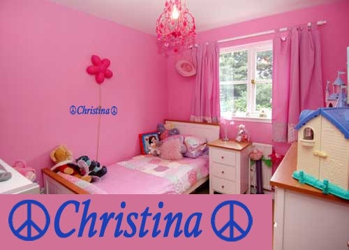 Vinyl wall art Childs PERSONALIZED NAME and PEACE Sign vinyl wall sticker decal baby kid nursery, bedroom, daycare, wall decor