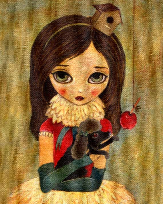 Children's Art, Girls Room Art, Children's Decor, Poster, Girl Art Print, Big Eyed Girl Art, Cute, Whimsical - Apple Of My Eyes 8x10 Print