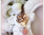 Summer Fun Necklace made with Kitten charm, leaf charm, Japan flower bead etc.