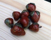 Made to Order - Wild Strawberries - one 13mm polymer clay bead