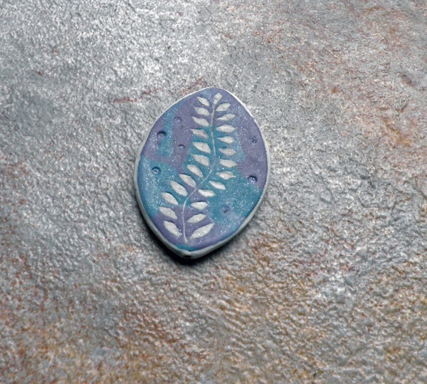 Watercolour Fern - polymer clay focal bead