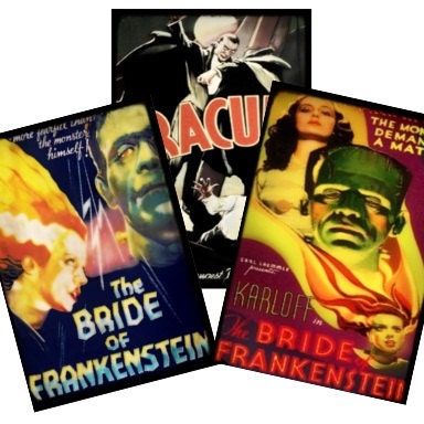Vintage Halloween Horror Movie Monsters Collage 2x3 - ATC ACEO tags postcard greeting cards - U print 300dpi jpg sh222