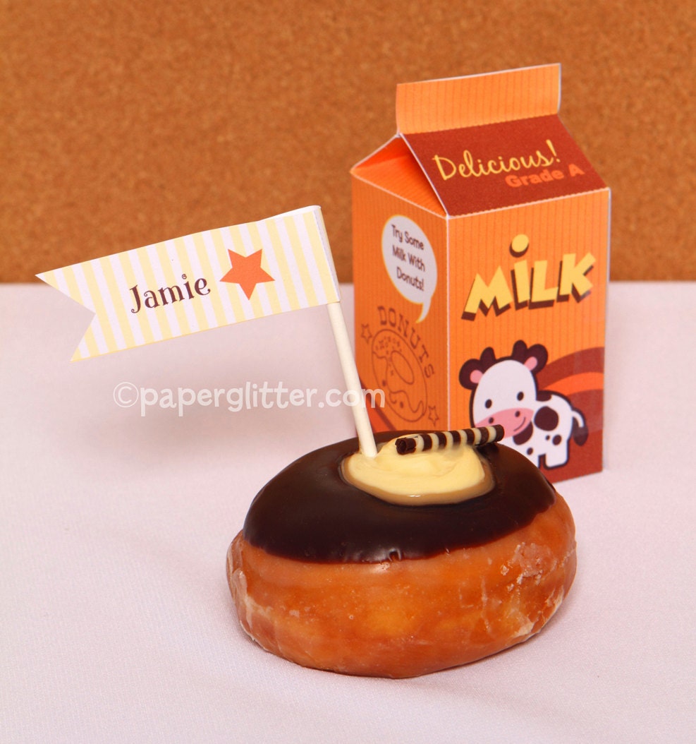 Donuts Breakfast Brunch Kawaii Party Kit - Editable Text Printable PDF-You type in the text to personalize. Complete Set 0060