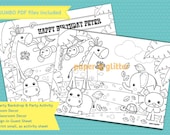 Jungle Safari Party Printable Decoration or Coloring Sheet Backdrop Printable Wall Decor  3 x 4 feet - Editable Text Printable PDF 0125