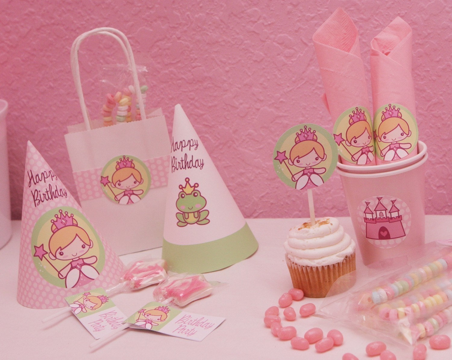 Princess Party Invitation and Kit, Printable Decoration Supplies for Birthday Girl - Printable Party Kit PDF Complete Set 0030