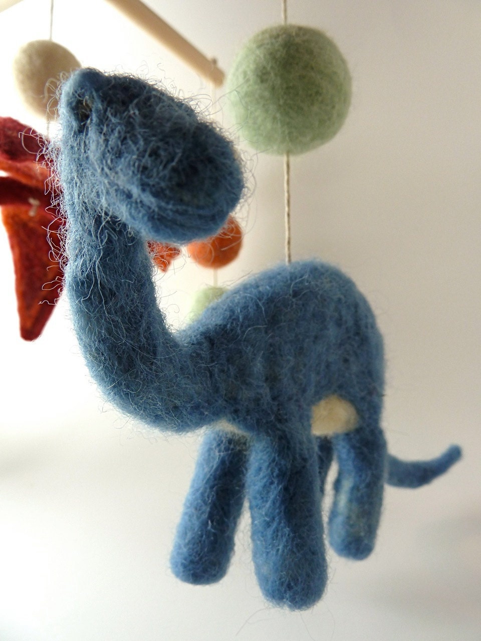 Baby Mobile, Felted Wool Dinosaurs, Custom, made to order