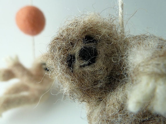 Baby Mobile, Felted Wooly Sloths, Custom made to order