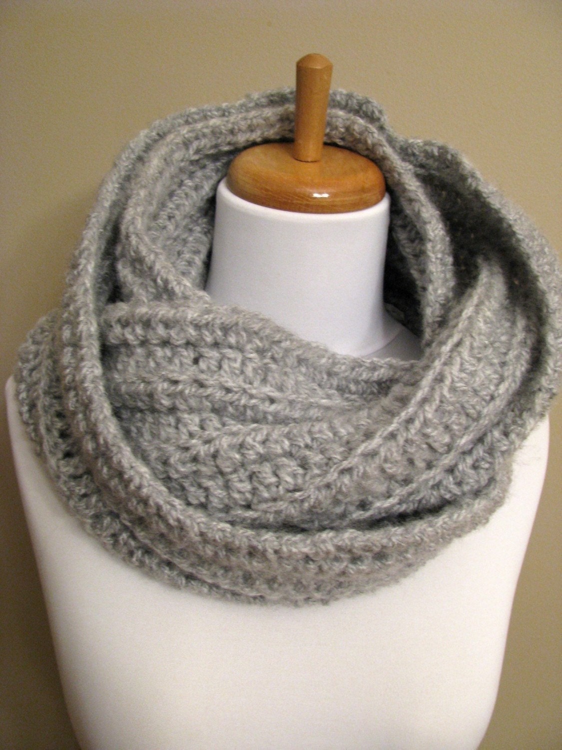 Oversized Eternity Scarf Chunky Cowl Knit Eternity Scarf - Light Gray or CHOOSE Your Color