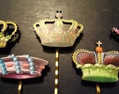 Small Crown Bobby Pin: Mauve Lemon Chartreuse Green, Mini Kawaii Boho Accessories by AlpineGypsy on Etsy
