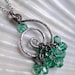 Hammered sterling silver spiral teal blue green faceted glass necklace - Holiday accessories - handmade jewelry