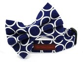 Dog Collar and Bowtie Set - Mod Dog in Nautical Navy - Made to Order in Your Choice of Size