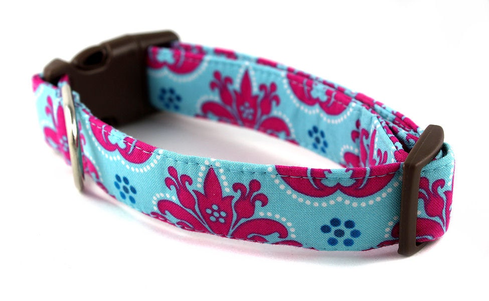 Dog Collar Flower Set - Princess Damask - Made to Order in Your Choice of Size