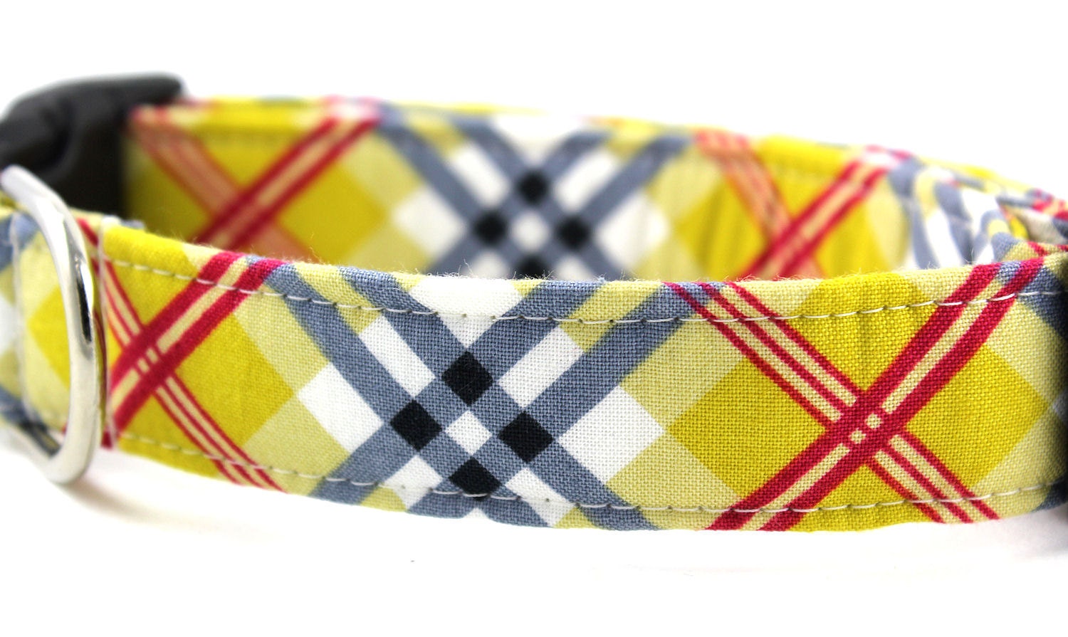 Lemon Plaid Bow Tie Dog Collar - The Don Draper