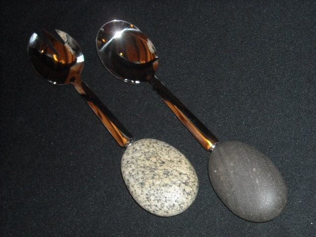 Natural Stone Salad Utensils Set