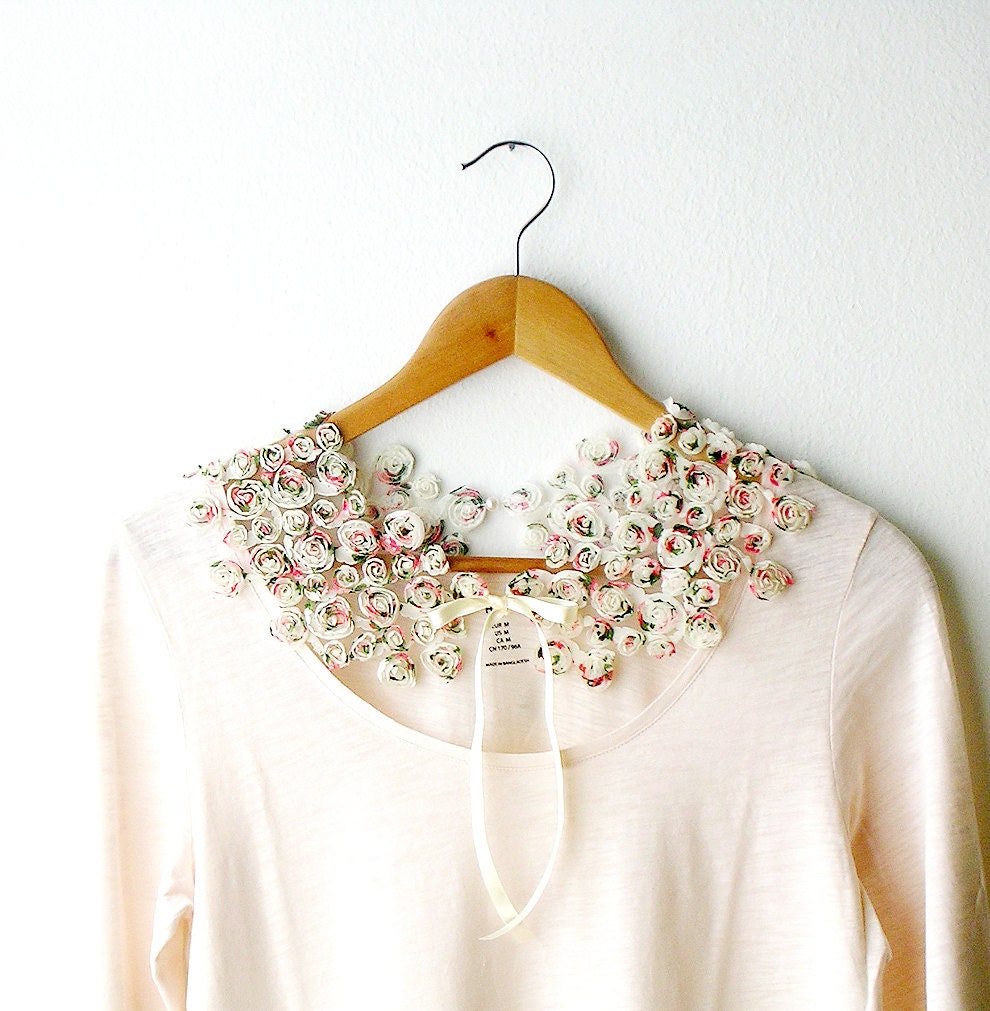 RESERVED FOR WHITTXP Peter Pan Collar Little Roses Detachable