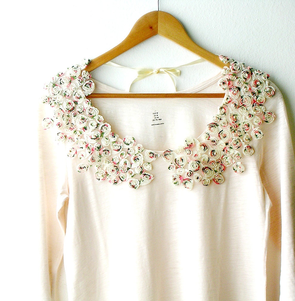 RESERVED FOR WHITTXP Peter Pan Collar Little Roses Detachable