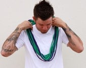 Mardi Gras Chunky Scarf Necklace Unisex Infinity Neckwear Forest Green Royal Purple