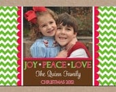 12 Personalized Printed Christmas Holiday Photo Cards with envelopes - chevron print