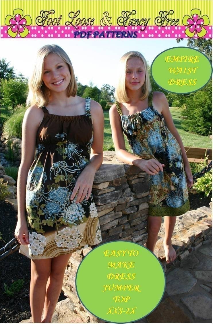 SEW COOL Empire Dress Jumper or Top PDF Pattern xxs-2x  Plus Size Epattern Tutorial