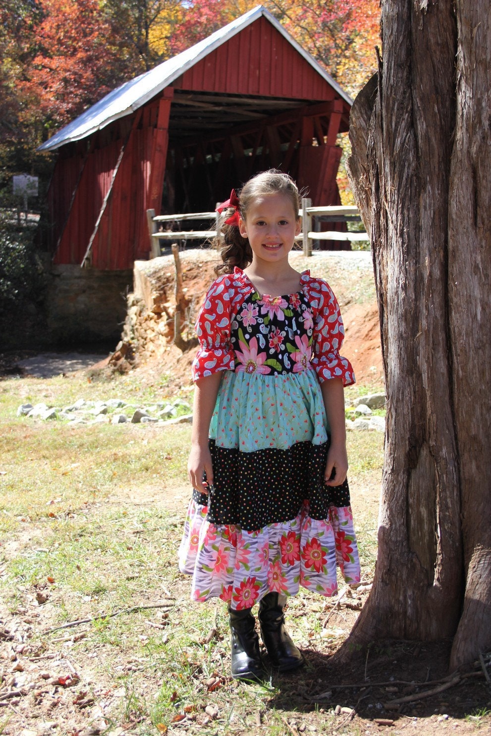 SEW Twirly Tiered Peasant Dress Pattern -  New Scoop Neck Design - Easy PDF Sewing Pattern Instant Download