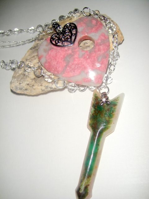Heart with Arrow                  (Thulite Necklace)