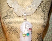 Snow White                        (Solar Quartz Pendant and Hammered Quartz Nuggets)