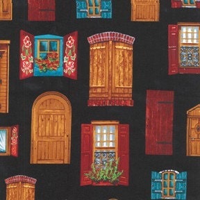 Doors and Windows fabric in Black by Michael Miller, 1 yard