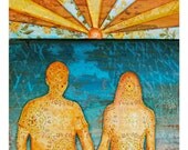 Couple Holding Hands at Sunset -"Sunburst in Love"- Fine Art Print 11x14