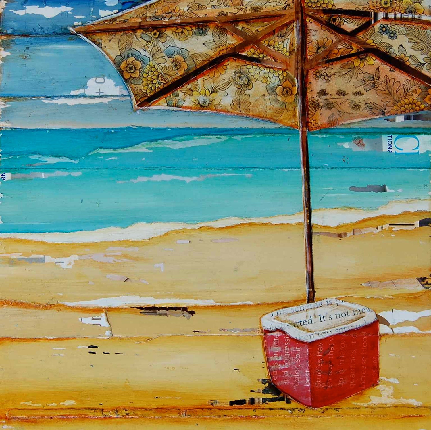 Beach Umbrella and Cooler- "Cool Off"- Fine Art Print -11x14