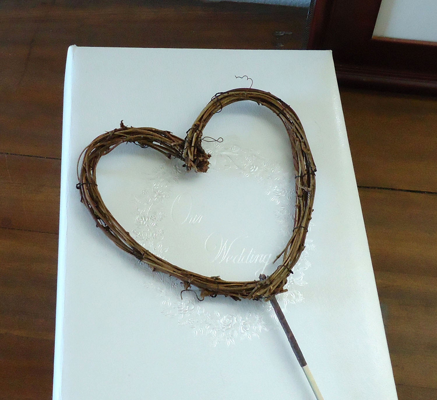 Wedding Cake Topper 4" Rustic Grapevine Heart