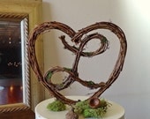 Rustic Wedding Cake Topper 6"  Heart with Letter - Personalized - Any Letter