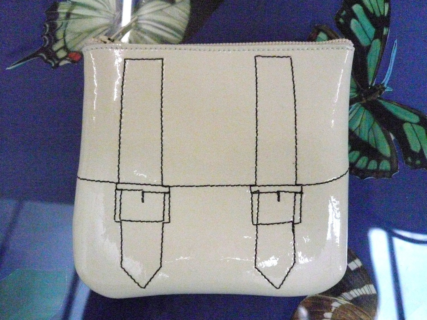 Cream Patent Leather Coin Purse