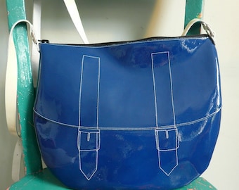 Royal Blue Patent Leather Satchel FREE UK SHIPPING