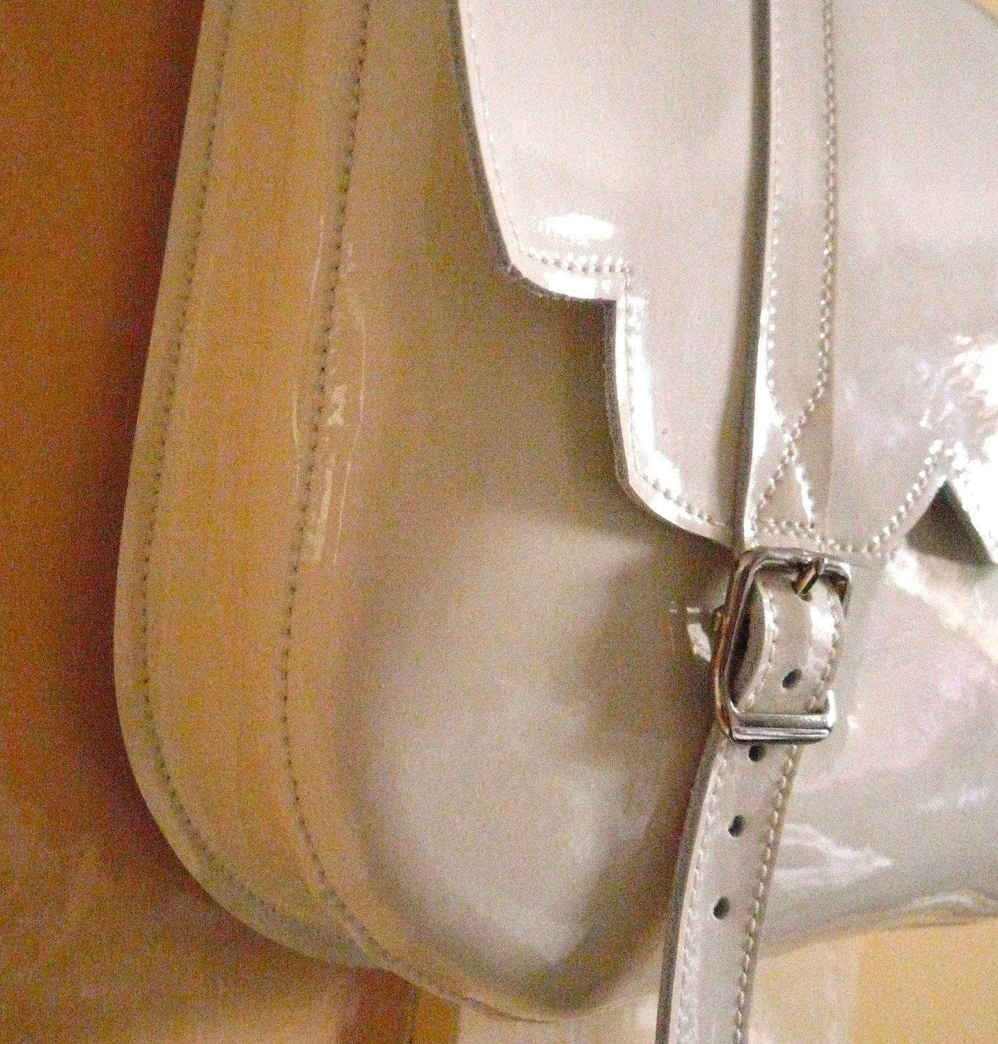Cream Patent Leather Scallop Satchel FREE UK SHIPPING
