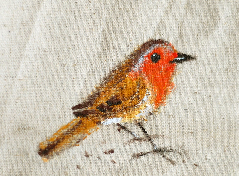 Robin Hand painted Vintage Purse (My Secret Garden)