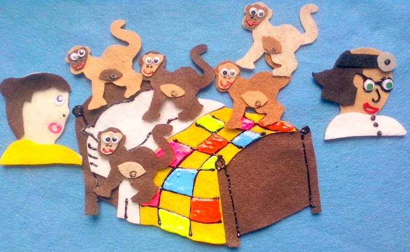 5 Little Monkeys Jumping On The Bed Flannel Board Felt Board Story Set