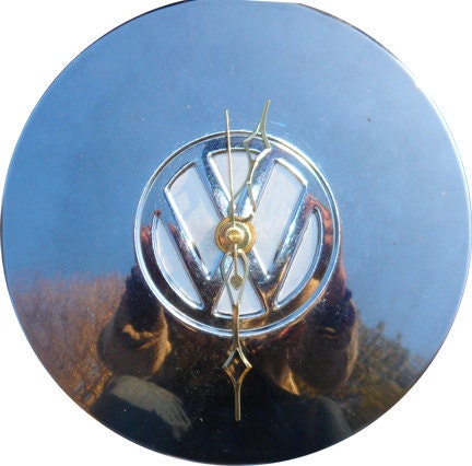 VW Hubcap made into a Clock, 1980s Volkswagen, with numbering available on request (g120311 hub cap)