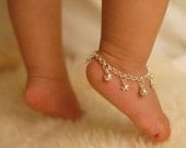 Sterling Silver Jingle Bells & Stars Anklet - Baby