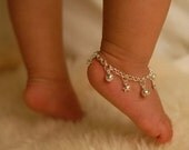 Sterling Silver Jingle Bells & Stars Anklet - Toddler