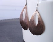 Bold copper earrings in a large teardrop shape oxidized and embossed for depth and added visual appeal - "Wheat Fields Earrings"