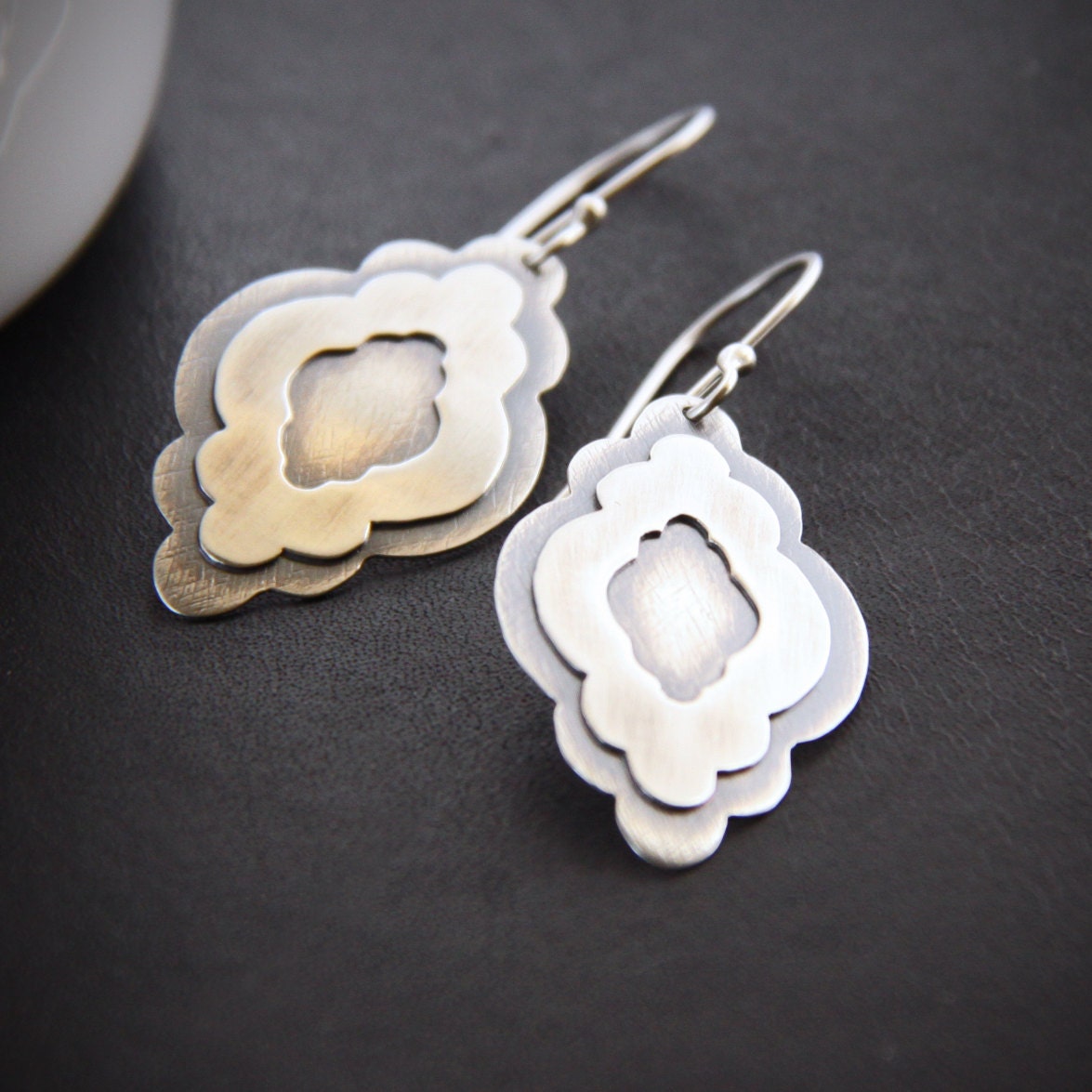 Sterling silver boho chic earrings handmade of cloud shapes soldered together for a trendy bohemian style jewelry design - "Billow Earrings"