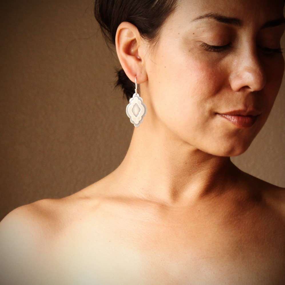 Sterling silver boho chic earrings handmade of cloud shapes soldered together for a trendy bohemian style jewelry design - "Billow Earrings"