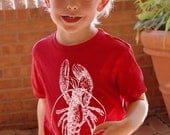 3T Red Lobster t-shirt teeshirt white retro NAUTICAL tee Art friendly sailor sail shell claw tail navy ocean sea eco coast UNIQUE Toddler