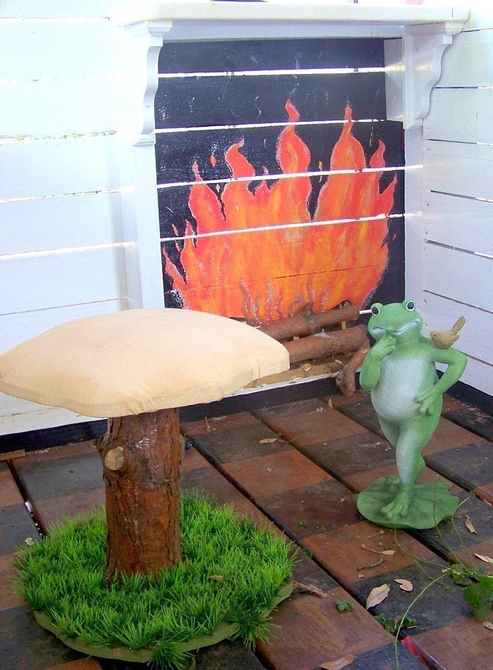 Whimsical Toad Stool Mushroom Chair toadstool play house dollhouse kids furniture indoor kid's fairy green gold childrens room decor